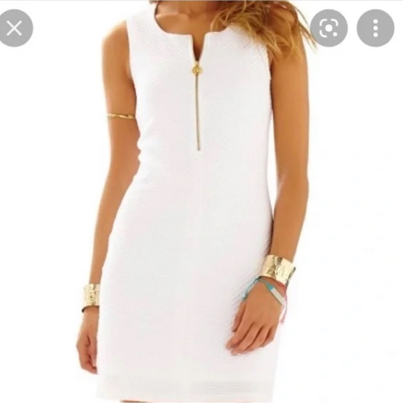 Lilly Pulitzer Dresses & Skirts - Lilly pultzier white Lund waffle knit zip front dress size small